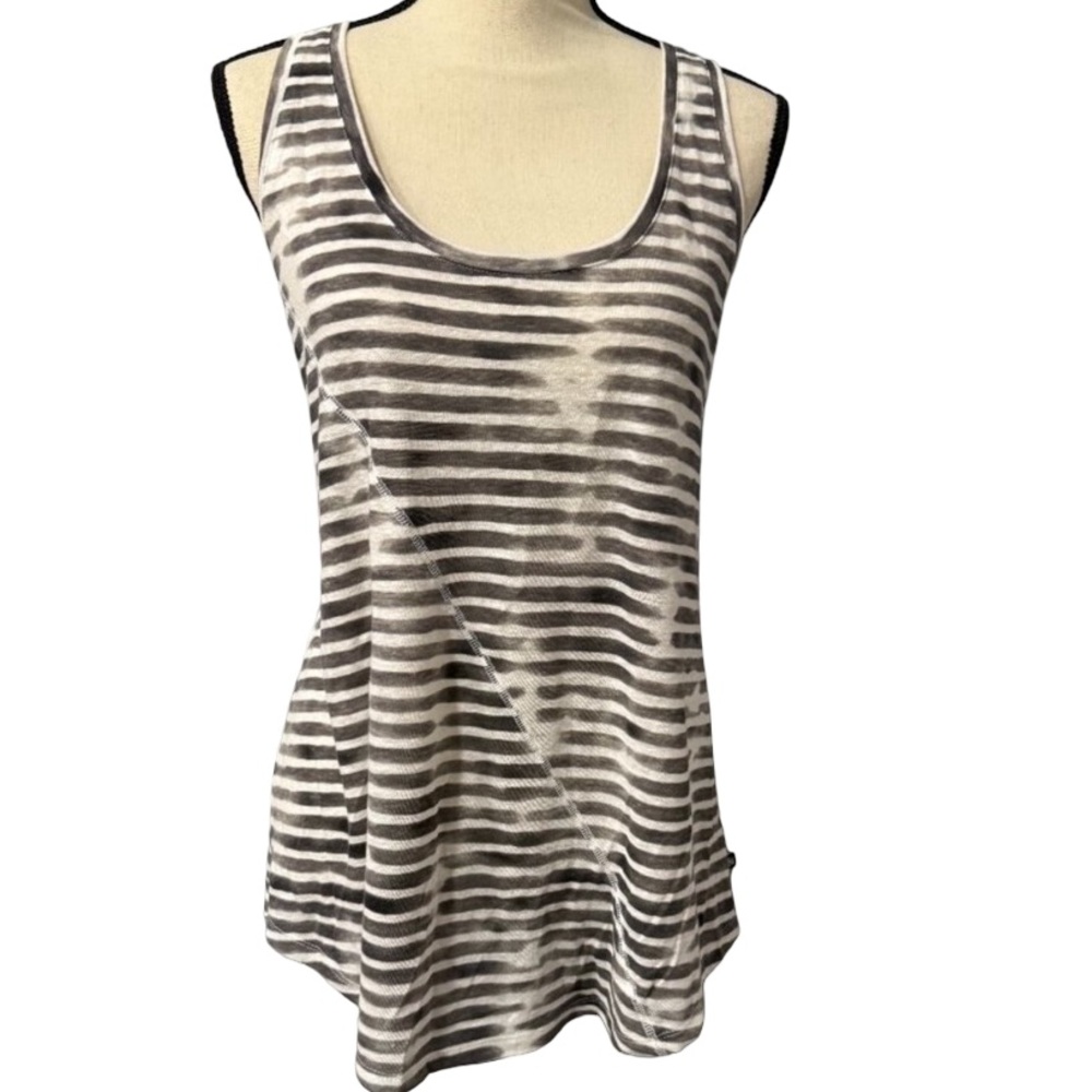 Rock & Republic Gray & White Striped Sleeveless Top Size L